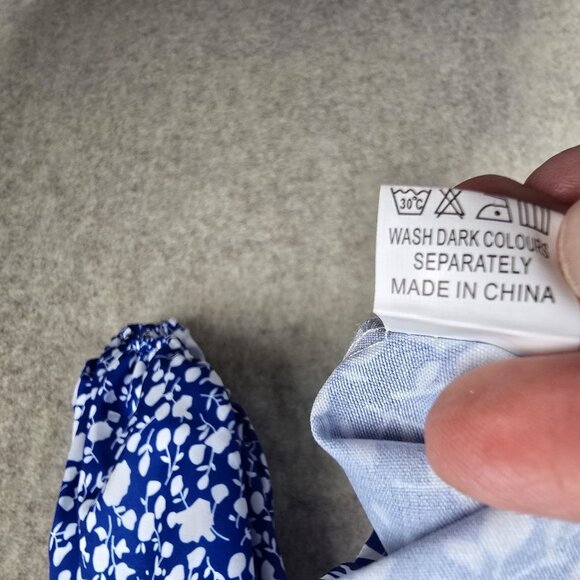 Blue Womens Plus Size Long Sleeve V-Neck Floral Blouse 5XL 100% Polyester - Picture 6 of 8